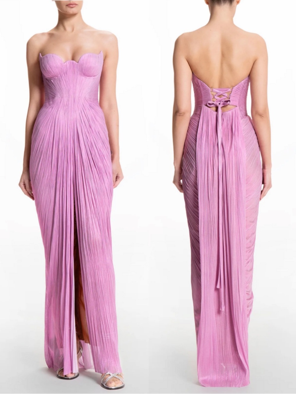 Maria Lucia Hohan Jasleen Strapless sweetheart Pink Silk Gown Size US 8 NEW! NWT